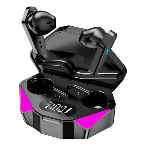 Fone De Ouvido Bluetooth 5.0 Gamer Tws X15 Preto Luz Lilás
