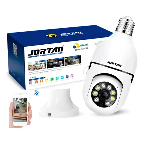 Câmera Lâmpada Segurança Inteligente Visão Noturna Hd Wifi Cor Branc