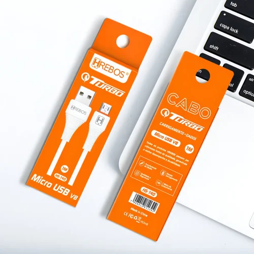 Cabo USB Micro-USB 1M Hrebos Branco V8